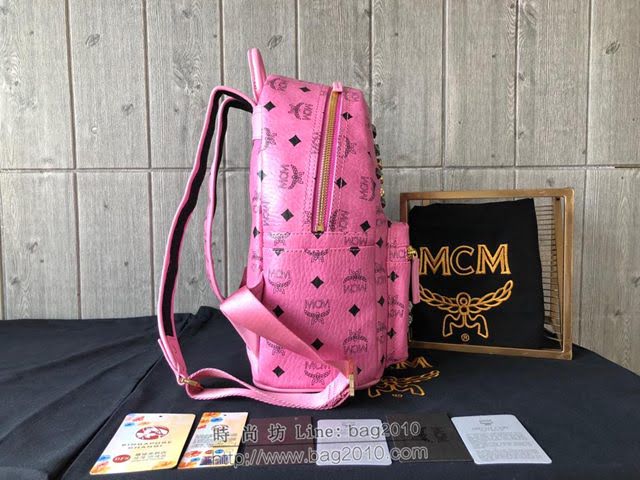 MCM雙肩背包 原單 Stark鉚釘雙肩背包 Visetos塗層材料 標誌性“M”字形多種金屬鉚釘 升級款 MCM女背包  mdmc1345